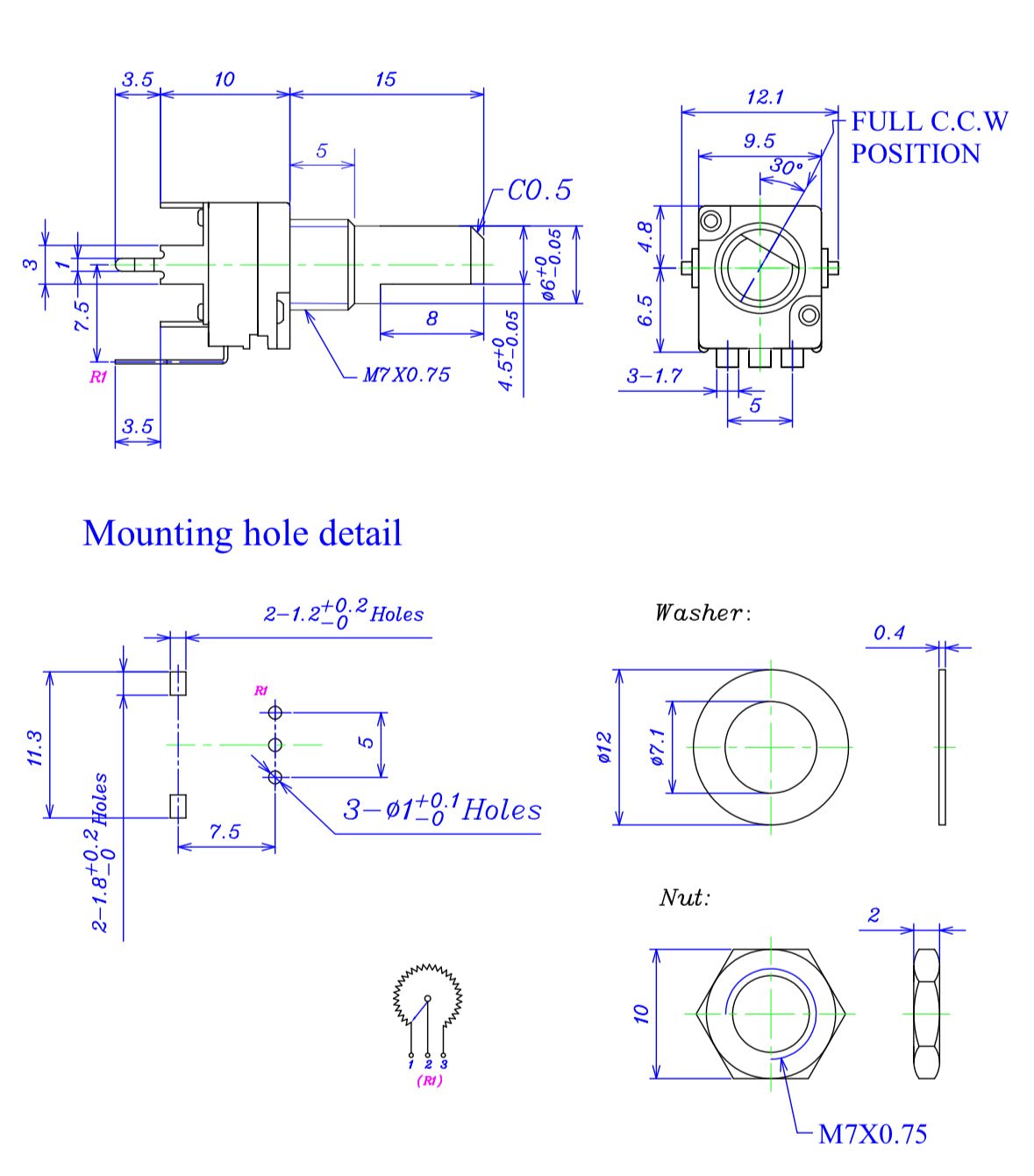 Potentiometer D-Shaft