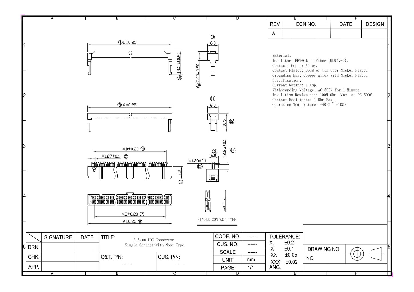 Connector For Ribbon Cable 16Pin