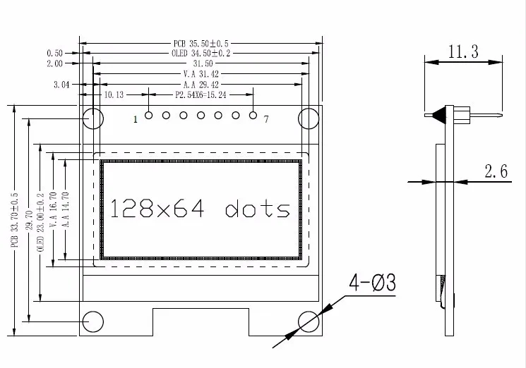 OLED Display 1.3 inch White/Blue